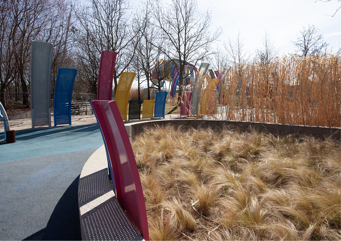 Photo du jardin du Dragon au Parc de la Villette à Paris crée par l'atelier Pasodoble.